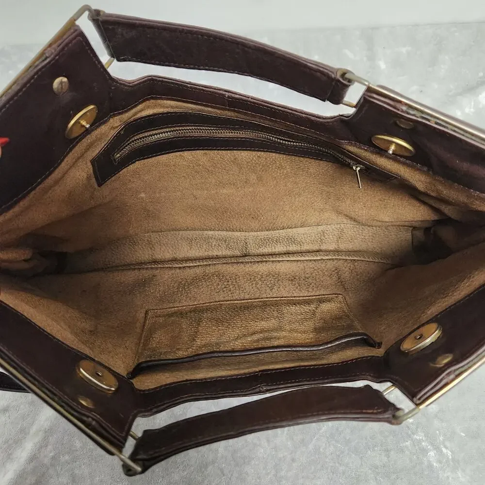 Vintage Geometric Snakeskin Leather Purse